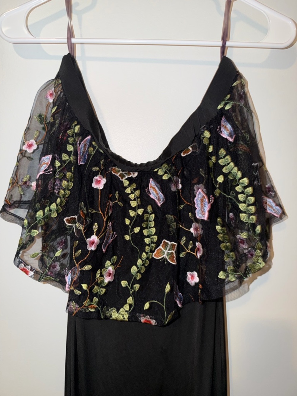 GOODTIME USA Strapless Floral Mesh Maxi Dress